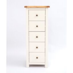 Cabinet Bits Maggiori 5 Drawer Narrow Chest of Drawers Brass Knob in Off-White - thumbnail 2