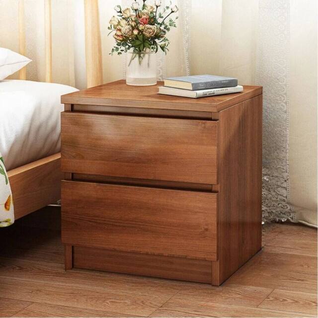 Kelvenix 2 Drawer Walnut Bedside Table Cabinet in Brown - Size: 0.6m2 - image 1
