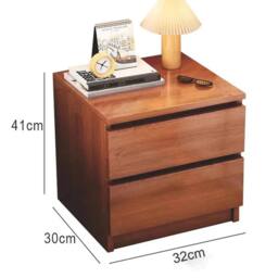 Kelvenix 2 Drawer Walnut Bedside Table Cabinet in Brown - Size: 0.6m2 - thumbnail 2