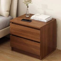 Kelvenix 2 Drawer Walnut Bedside Table Cabinet in Brown - Size: 0.6m2 - thumbnail 4