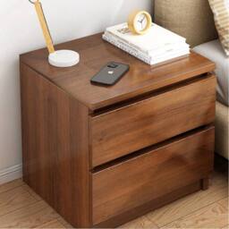 Kelvenix 2 Drawer Walnut Bedside Table Cabinet in Brown - Size: 0.6m2 - thumbnail 3