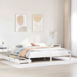 Berkfield Home Full Bed Frame without Mattress White 180x200 cm Super King Solid - thumbnail 2
