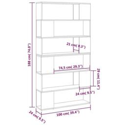Berkfield Home Book Cabinet Room Divider Sonoma Oak 100x24x188 cm in Light Brown - Size: 100 x 24 x 188 cm - thumbnail 8