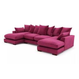 SNUG FURNITURE BIRMINGHAM LTD Linea Plush Velvet U Shape Double Ended Sofa With Wide Footstool in Pink - thumbnail 2