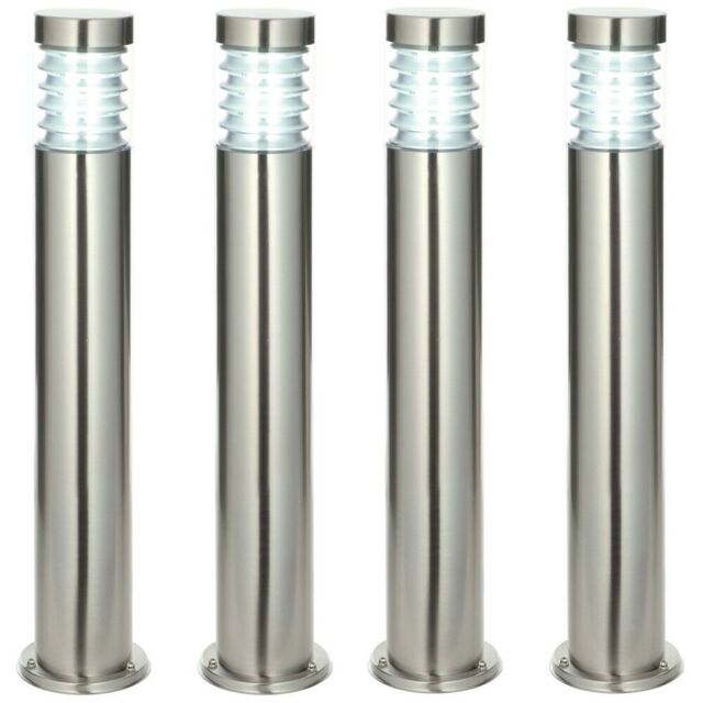 Loops 4 PACK Outdoor IP44 Bollard Light Marine Grade Steel Lamp Post Garden Driveway in Metallics - image 1