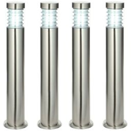 Loops 4 PACK Outdoor IP44 Bollard Light Marine Grade Steel Lamp Post Garden Driveway in Metallics