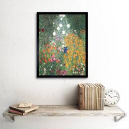 "Wee Blue Coo Gustav Klimt Flower Garden 1907 Home Decor 12x16"" Framed Art Print in Green - Size: W12"" x H16""" - thumbnail 2