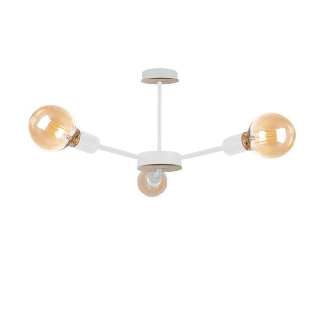 Netlighting Sun Multi Arm Semi Flush Ceiling Light Wood White 40cm 3x E27