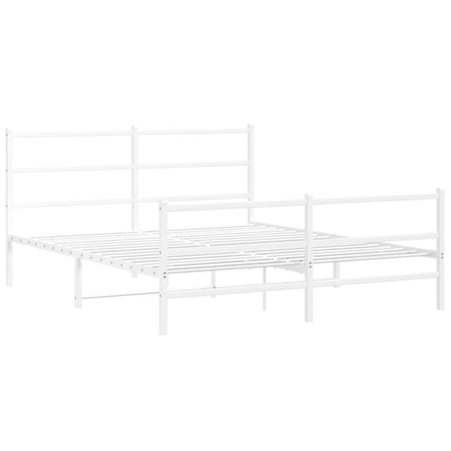 Berkfield Home Metal Bed Frame without Mattress with Footboard¬†White 150x200cm in White - Size: 150x200 cm - image 1