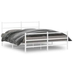 Berkfield Home Metal Bed Frame without Mattress with Footboard¬†White 150x200cm in White - Size: 150x200 cm - thumbnail 3