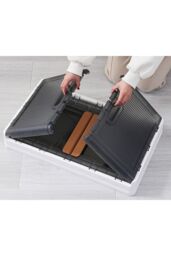 Living and Home 2-Door Collapsible Storage Organizer Box Wardrobe 48.7*31*30 CM in Dark Grey - thumbnail 4