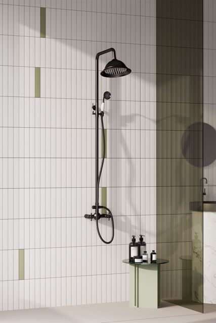 H&O Direct Dual-control Retro Bathroom Shower Faucet Set in Black - image 1