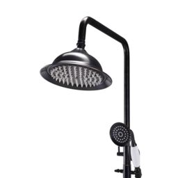 H&O Direct Dual-control Retro Bathroom Shower Faucet Set in Black - thumbnail 3