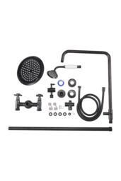 H&O Direct Dual-control Retro Bathroom Shower Faucet Set in Black - thumbnail 6