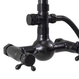 H&O Direct Dual-control Retro Bathroom Shower Faucet Set in Black - thumbnail 5