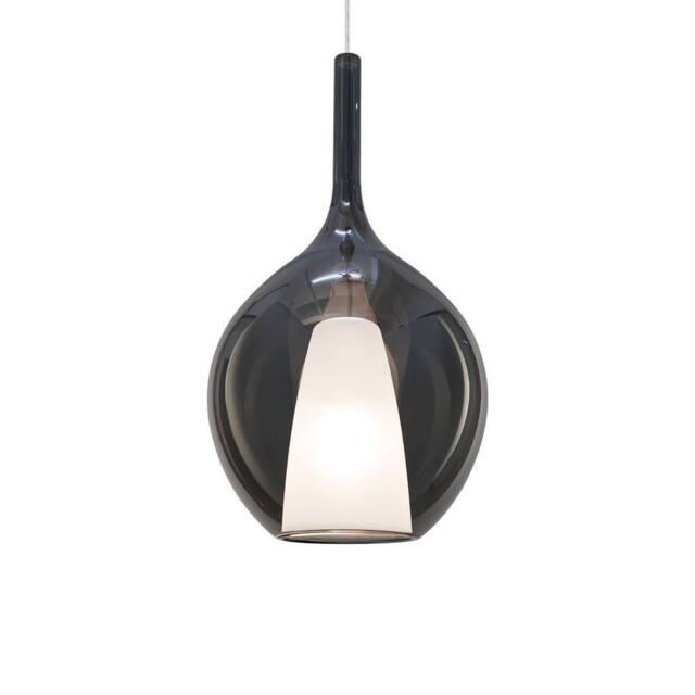 Netlighting Kalique Il 28cm Globe Dome Pendant Ceiling Light Smoke 1x E27 in Grey - image 1