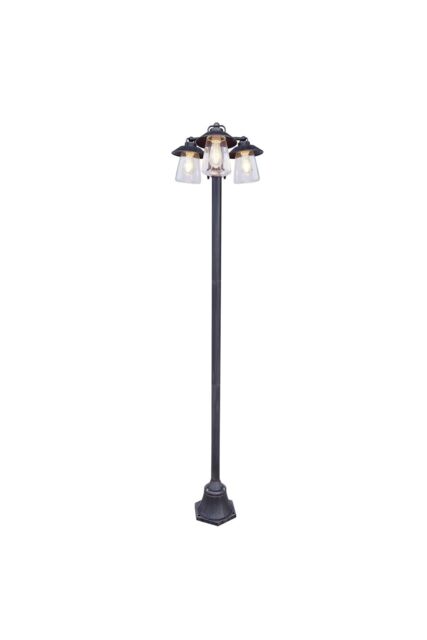 CGC Lighting 'Isabella' Black & Bronze Vintage Triple Post Lantern with Glass Shade - image 1