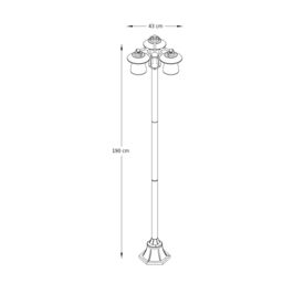 CGC Lighting 'Isabella' Black & Bronze Vintage Triple Post Lantern with Glass Shade - thumbnail 5
