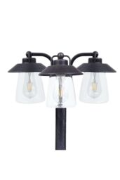CGC Lighting 'Isabella' Black & Bronze Vintage Triple Post Lantern with Glass Shade - thumbnail 2