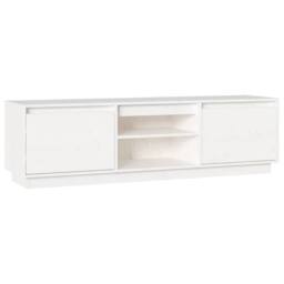 Berkfield Home TV Cabinet White 140x35x40 cm Solid Wood Pine - Size: 140 x 35 x 40 cm - thumbnail 1