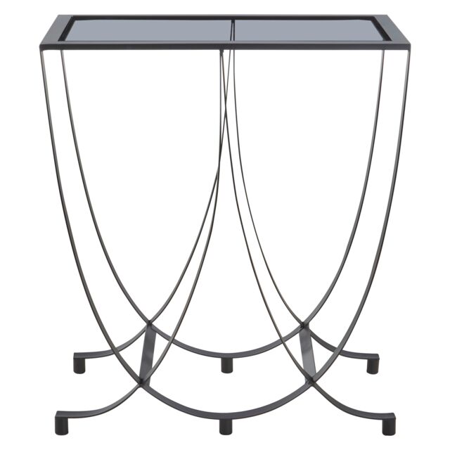 Orsina Black Console Table with Grey Glass Top, Curved Metal Base Console Table for Hallway or Living Room - image 1
