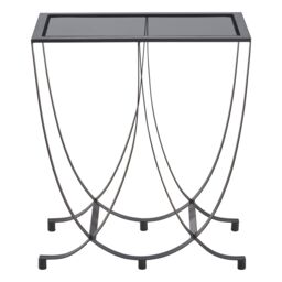 Orsina Black Console Table with Grey Glass Top, Curved Metal Base Console Table for Hallway or Living Room - thumbnail 3