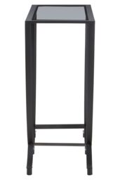 Orsina Black Console Table with Grey Glass Top, Curved Metal Base Console Table for Hallway or Living Room - thumbnail 4
