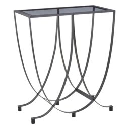 Orsina Black Console Table with Grey Glass Top, Curved Metal Base Console Table for Hallway or Living Room - thumbnail 2