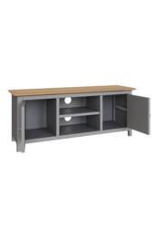 FWStyle 2 Door Oak Veneer Ready Assembled TV Unit Graphite Blue - Dove Grey - thumbnail 5