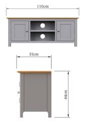 FWStyle 2 Door Oak Veneer Ready Assembled TV Unit Graphite Blue - Dove Grey - thumbnail 6