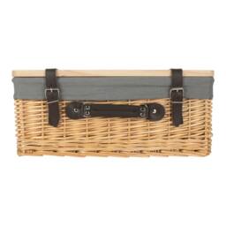 Red Hamper Buff Grey Lined Willow Empty Picnic Basket with Pinewood Lid - Size: Medium - thumbnail 2