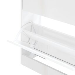 Berkfield Home Shoe Cabinet High Gloss White 63x24x81 cm Engineered Wood - Size: 63 x 24 x 81 cm - thumbnail 6