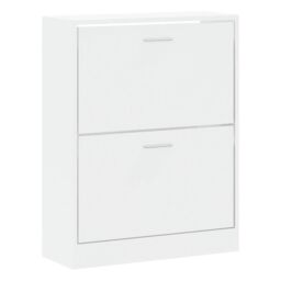 Berkfield Home Shoe Cabinet High Gloss White 63x24x81 cm Engineered Wood - Size: 63 x 24 x 81 cm - thumbnail 3