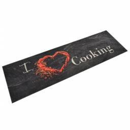 Berkfield Home Kitchen Rug Washable Cooking Black 45x150 cm Velvet - thumbnail 2