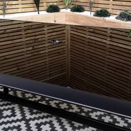 Samuel Alexander 6 Person Rectangular Black Garden Patio Table with Glass Top & Parasol Hole - thumbnail 4
