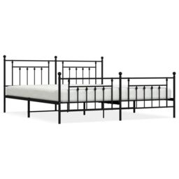 Berkfield Home Metal Bed Frame with Headboard & Footboard Black 193x203 cm - thumbnail 2