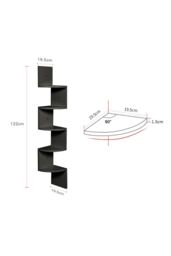 Living and Home 5-Tier Wooden Zigzag Floating Corner Shelves Black Bookshelf - thumbnail 3