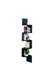 Living and Home 5-Tier Wooden Zigzag Floating Corner Shelves Black Bookshelf - thumbnail 6