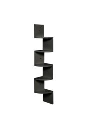Living and Home 5-Tier Wooden Zigzag Floating Corner Shelves Black Bookshelf - thumbnail 4