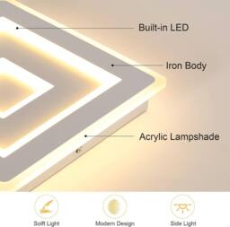 Goeco Modern Square LED Ceiling Light, 36 W 28 cm 3000 K in White - thumbnail 5