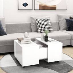 Berkfield Home Elegant Coffee Table White 60x60x38 cm Engineered Wood - Size: 60 x 60 x 38 cm - thumbnail 2