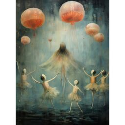 "Artery8 Wall Art Print The Jellyfish Ballet Whimsical Surreal Underwater Dance Artwork Poster - Size: W18"" x H24""" - thumbnail 1