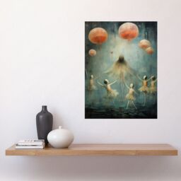 "Artery8 Wall Art Print The Jellyfish Ballet Whimsical Surreal Underwater Dance Artwork Poster - Size: W18"" x H24""" - thumbnail 2