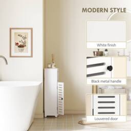 Wyld Haus Nanova Bathroom Floor Cabinet Louvered Door Adjustable Shelf White - thumbnail 7
