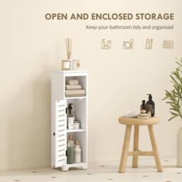 Wyld Haus Nanova Bathroom Floor Cabinet Louvered Door Adjustable Shelf White - thumbnail 5