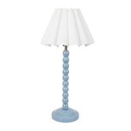 ValueLights Bobbins Powder Blue Table Lamp with Scallop Tapered Lamp Shade & LED Bulb in White - thumbnail 2