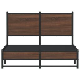 Berkfield Home Metal Bed Frame without Mattress Brown Oak 120x200 cm - Size: Small Double - thumbnail 5