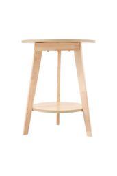 Living and Home 2-Tier Natural Wood-Tone Minimalist Round Side Table，48cm W x 48cm D x 60cm H in Light Oak - Size: 48 cm W x 48 cm D x 60 cm H - thumbnail 5
