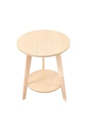 Living and Home 2-Tier Natural Wood-Tone Minimalist Round Side Table，48cm W x 48cm D x 60cm H in Light Oak - Size: 48 cm W x 48 cm D x 60 cm H - thumbnail 4