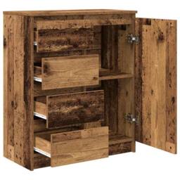Berkfield Home Sideboard with Drawers Old Wood 71x35x84 cm Engineered Wood in Brown - Size: 71 x 35 x 84 cm - thumbnail 5